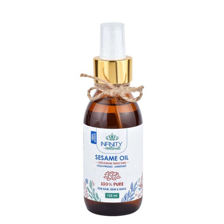 Infinity Naturals Cold Pressed & Unrefined Sesame Oil for Hair, Skin & Nails - mineral oil free, parabens free, chemical free