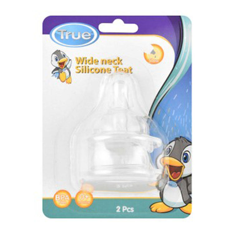 True Wide Neck Slow Flow Silicone Teats (0+ Months) - BPA free