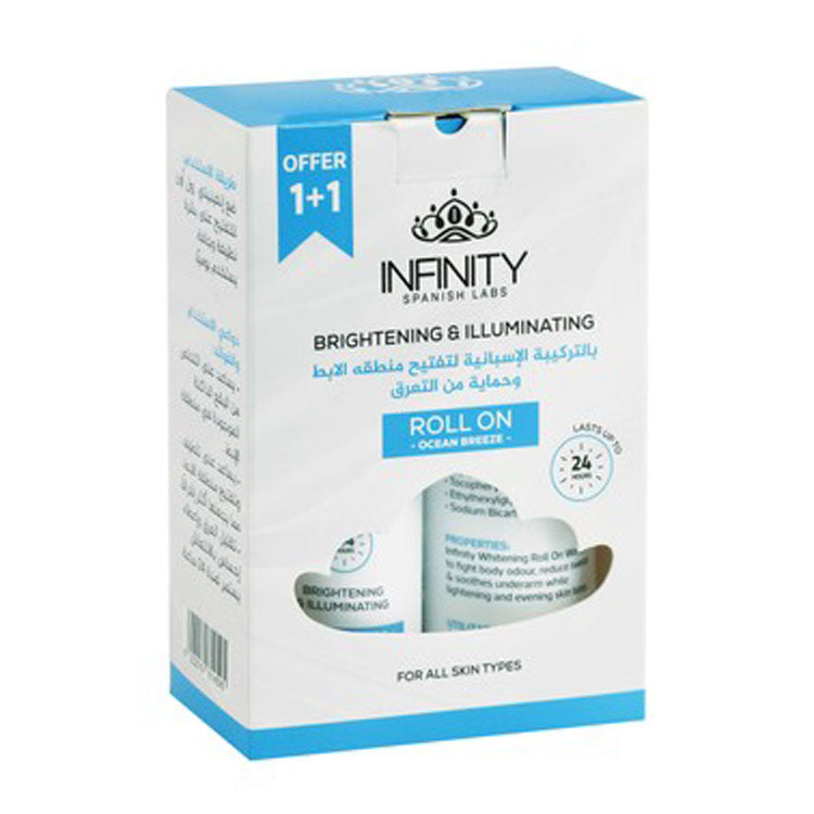 Infinity Ocean Breeze Brightening & Illuminating 24H Roll-On Deodorant for All Skin Types (1+1 Free) - cruelty free, hydroquinone free, alcohol free