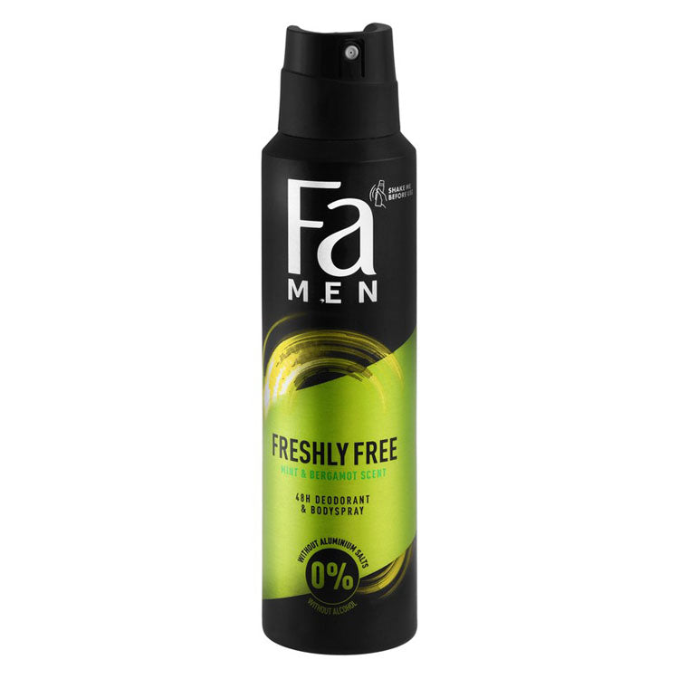 Fa Men 48H Deodorant & Body Spray Mint & Bergamot Scent - alcohol free, aluminum salts free