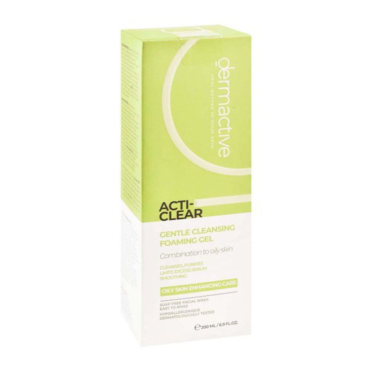 Dermactive Acti-Clear Hypoallergenic Cleansing, Purifying & Smoothing Facial Foaming Gel for Oily & Combination Skin - soap free