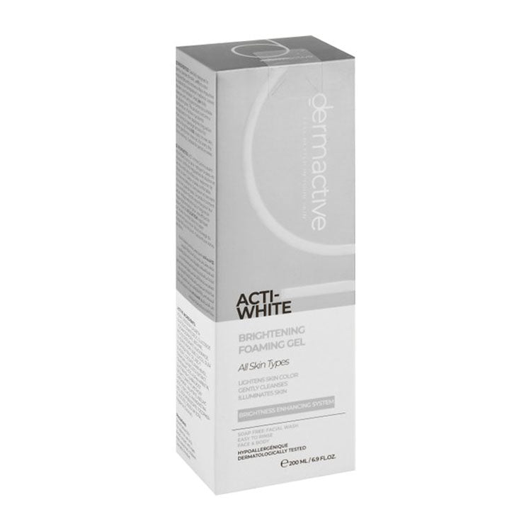 Dermactive Acti-White Hypoallergenic Brightening, Lightening & Illuminating Face & Body Foaming Gel Cleanser for All Skin Types - soap free