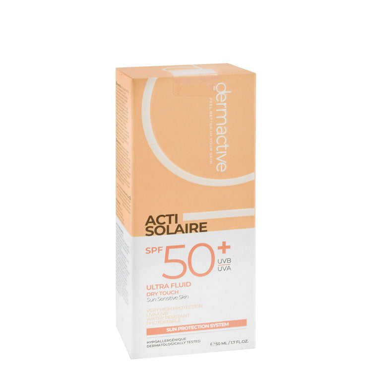 Dermactive Acti-Solaire Hypoallergenic Water-Resistant Ultra Fluid Dry Touch Facial Sunscreen for Oily, Acne-Prone & Sensitive Skin SPF50+ - non comedogenic