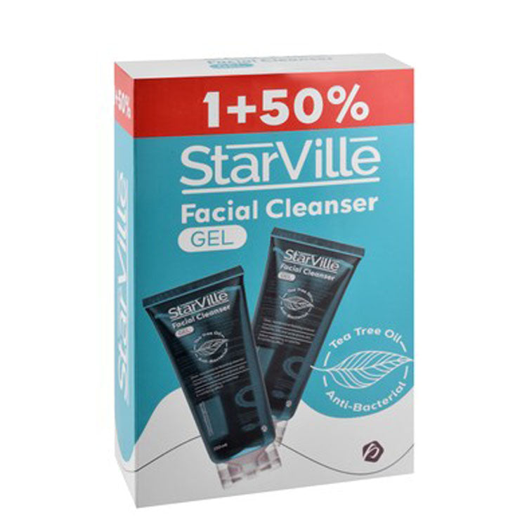 StarVille Hypoallergenic Antibacterial Facial Cleansing Gel with Tea Tree Oil for Oily & Acne-Prone Skin (50% Off on 2nd Product)