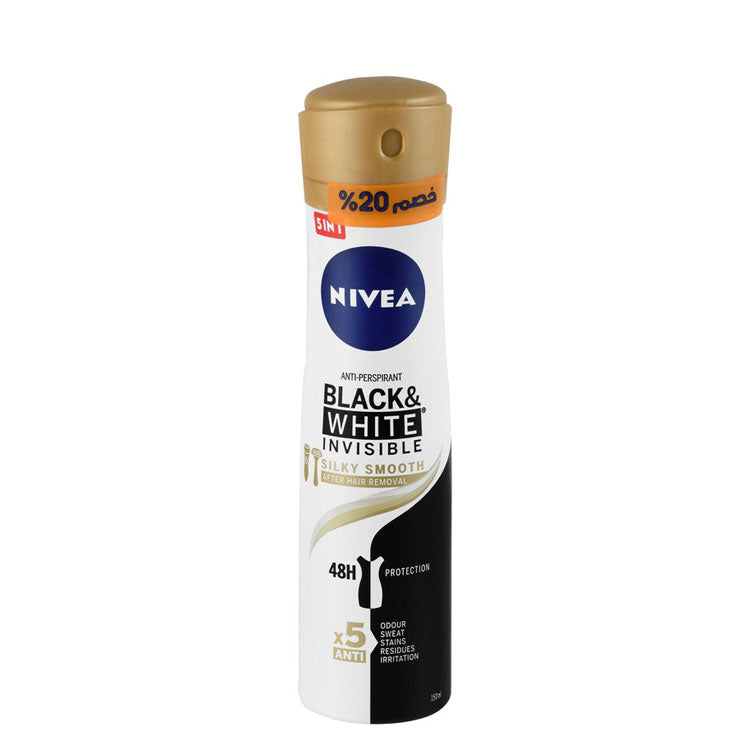 NIVEA Black & White Invisible Silky Smooth 48H Antiperspirant Deodorant Spray for Women (20% Off)