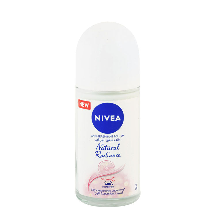 NIVEA Natural Radiance 48H Antiperspirant Roll-On Deodorant with Vitamin C for Women - ethyl alcohol free