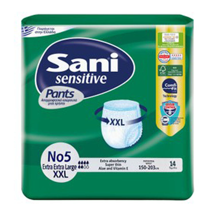 حفاضات ساني للكبار مقاس 2XL مع خلاصة الصبار وفيتامين E للبشرة الحساسة رقم 5 (150-203 سم)