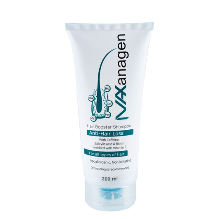 شامبو ماكس أناجين المضاد لتساقط الشعر والحساسية، غني بالبيوتين والكافيين وحمض الساليسيليك، مناسب لجميع أنواع الشعر