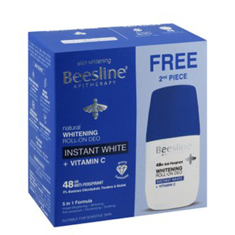 Beesline 5in1 48H Antiperspirant Whitening Roll-On Deodorants with Vitamin C for Sensitive Skin (1+1 Free) - aluminum chlorohydrate free, parabens free, alcohol free