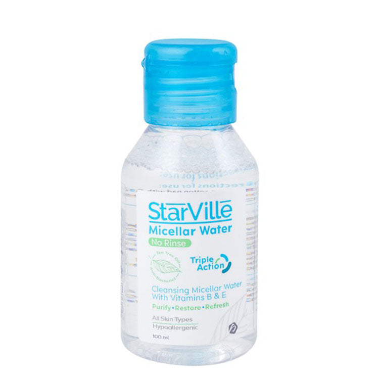 StarVille Hypoallergenic Antibacterial Purifying & Cleansing Micellar Water with Tea Tree Oil & Vitamin B & E for All Skin Types