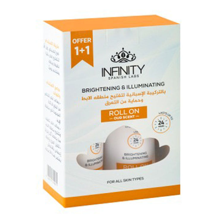 Infinity Brightening & Illuminating 24H Roll-On Deodorant Oud Scent for All Skin Types (1+1 Free) - cruelty free, alcohol free, hydroquinone free