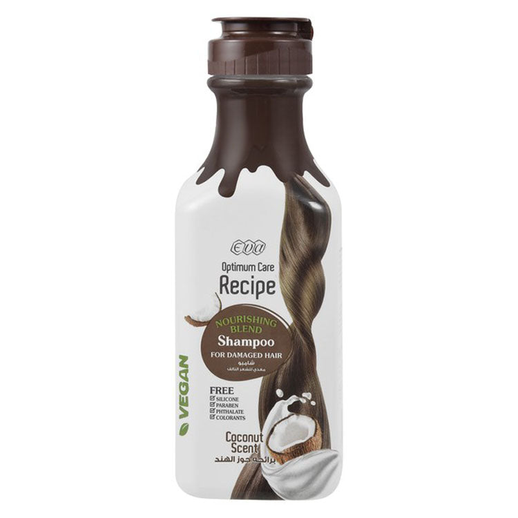Eva Optimum Care Recipe Nourishing Blend Shampoo for Damaged Hair Coconut Scent - vegan, silicone free, parabens free