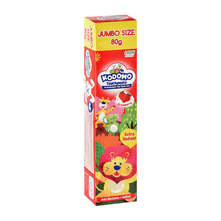 معجون أسنان كودومو جامبو مضاد للبكتيريا بنكهة الفراولة مع إكسيليتول وفلورايد نشط للأطفال