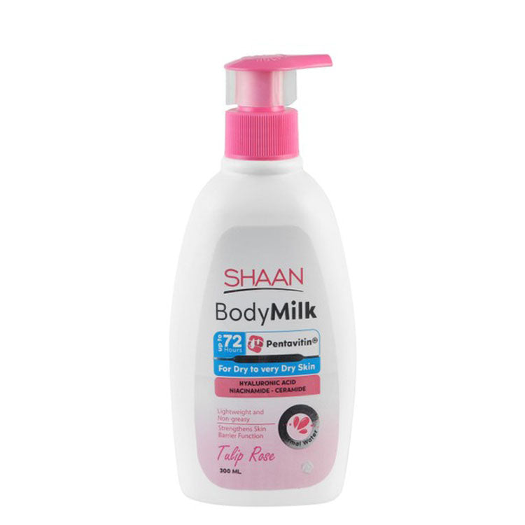 Shaan Pentavitin Non-Greasy Strengthening Body Milk Tulip Rose Scent with Hyaluronic Acid, Niacinamide & Ceramide for Dry to Very Dry Skin