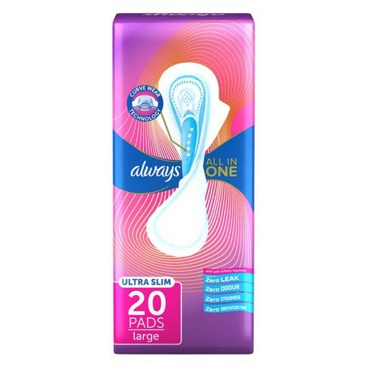 Always All in One Large Ultra Slim Pads with Wings