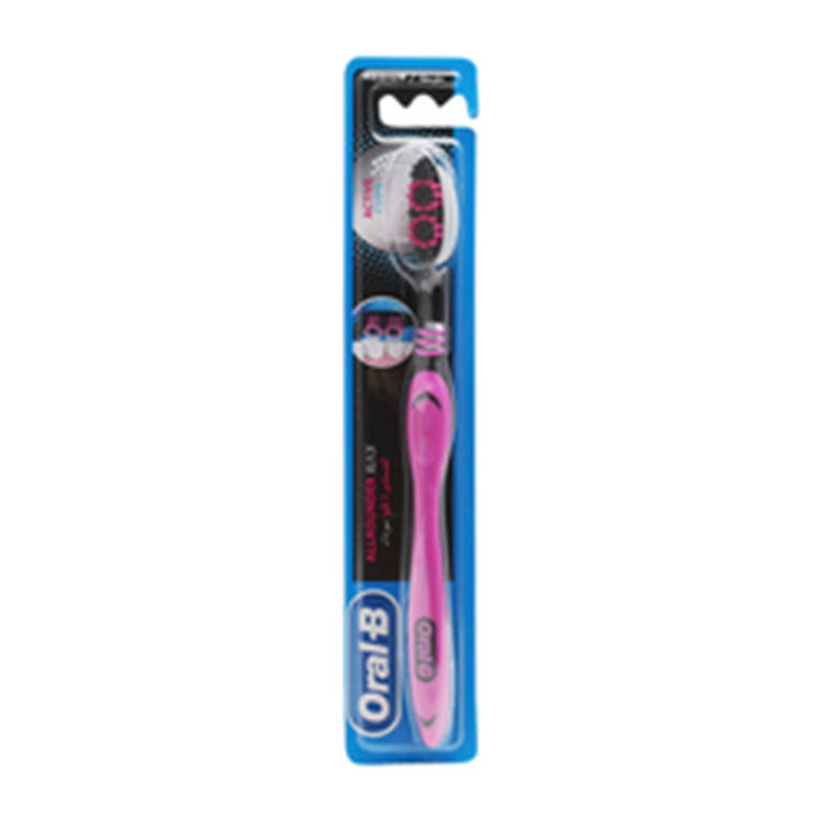 Oral-B All Rounder Black & Purple Medium Toothbrush مع رؤوس تنظيف نشطة