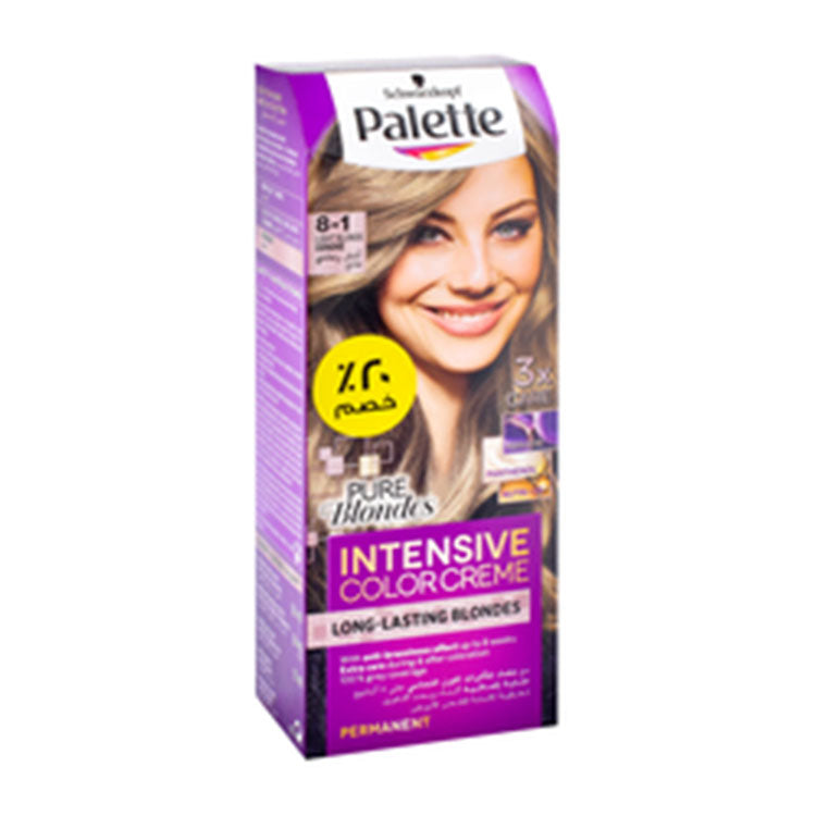 Schwarzkopf Palette Intensive Hair Color Creme Permanent Hair Dye Light Blonde Cendré 8-1 (20% Off)
