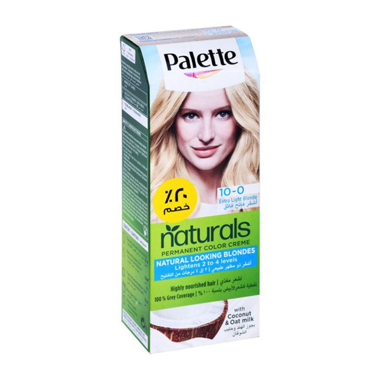 Schwarzkopf Palette Naturals Permanent Hair Color Creme Fruity Scent with Coconut & Oat Milk Extra Light Blonde 10-0 (20% Off)