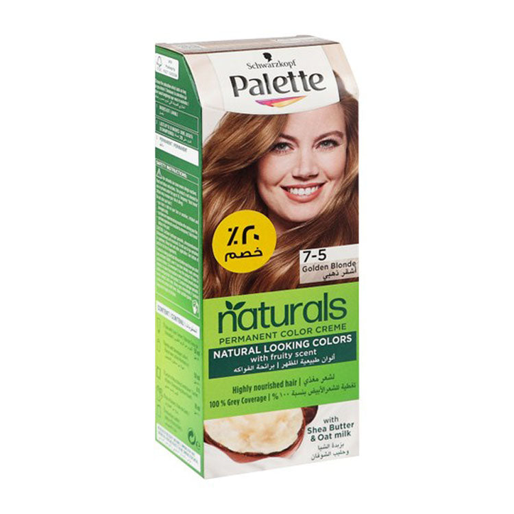 Schwarzkopf Palette Naturals Permanent Hair Coloring Kit Fruit Scent with Shea Butter & Oat Milk Golden Blonde 7-5 (20% Off) 1 pack