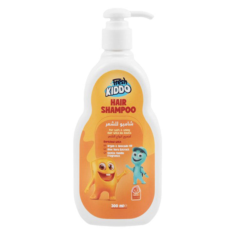 Fresh Kiddo Softening & Shining Baby Shampoo Vanilla Scent with Aloe Vera Extract, Argan & Avocado Oils for All Hair Types - parabens free, sulfate free, alcohol free