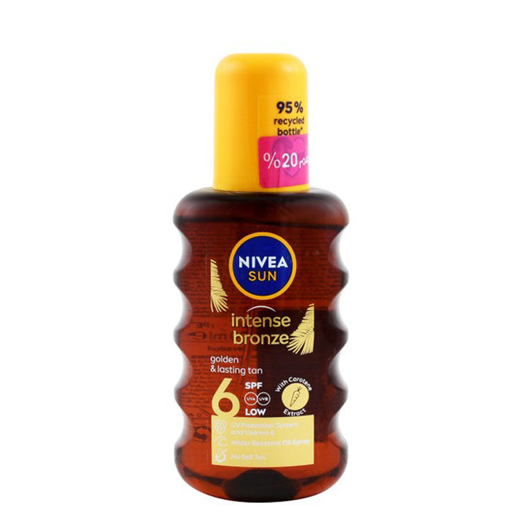 NIVEA Sun Intense Bronze Water-Resistant Face & Body Tanning Oil Spray with Carotene Extract & Vitamin E SPF6 (20% Off)