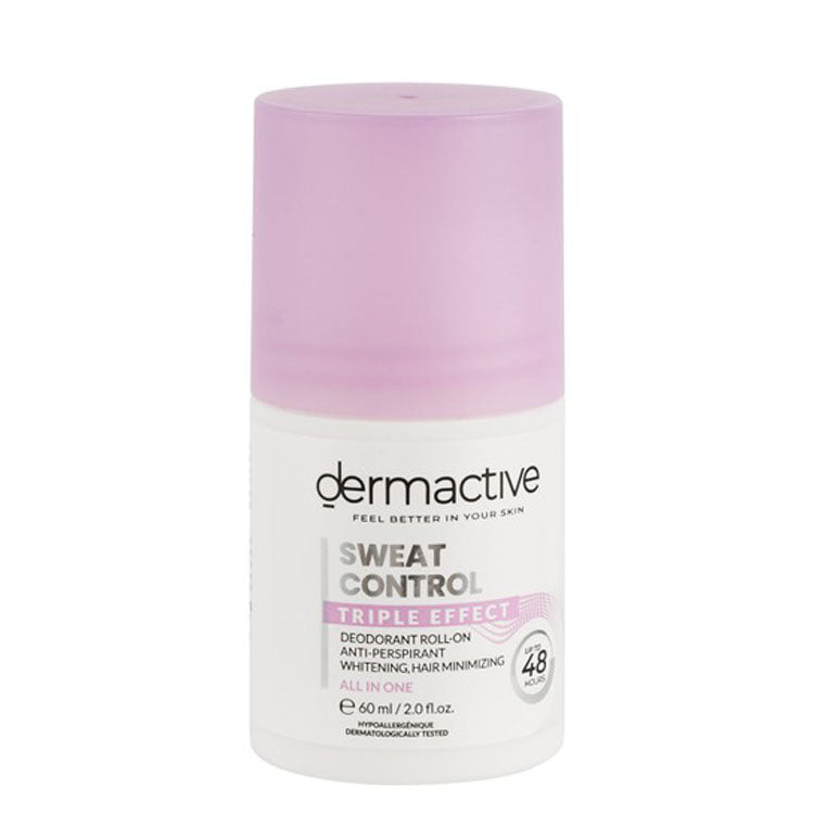 Dermactive Sweat Control Triple Effect Hypoallergenic 48H Whitening, Hair Minimizing & Anti-Perspirant Roll-On Deodorant