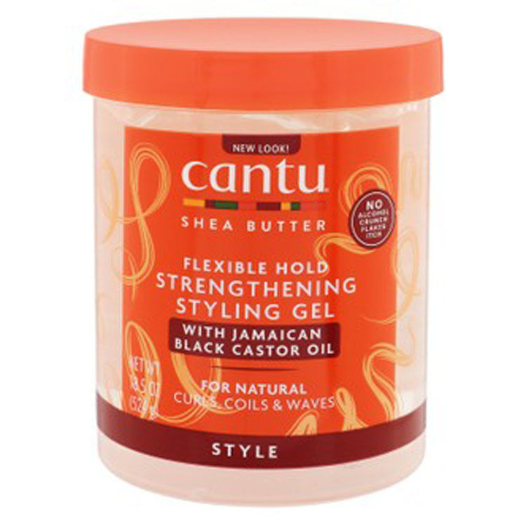 Cantu Strengthening Styling Gel with Jamaican Black Castor Oil & Shea Butter for Curly, Coily & Wavy Hair - alcohol free, mineral oil free, sulfates free