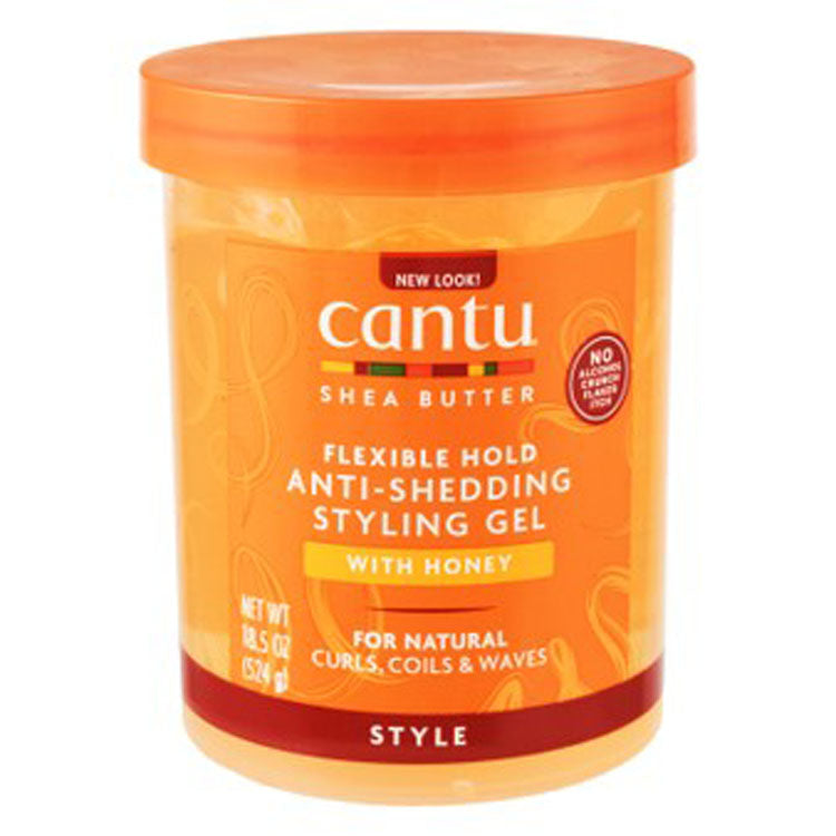 Cantu Anti-Shedding Hair Styling Gel Maximum Hold with Shea Butter & Honey - alcohol free, mineral oils free, sulfate free