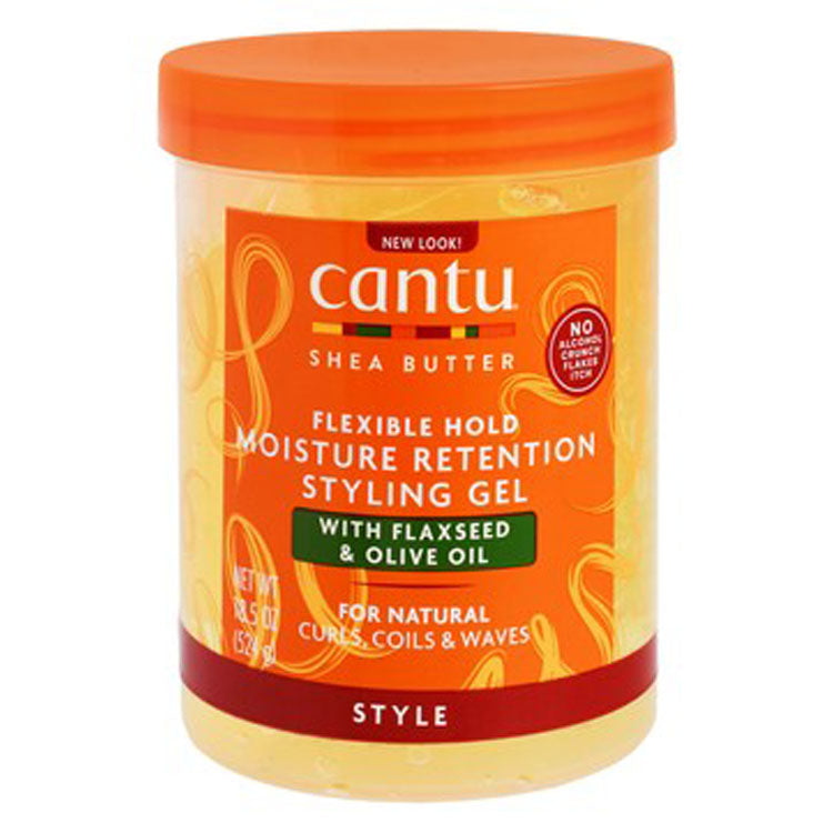 Cantu Moisturizing Styling Hair Gel with Shea Butter, Flaxseed & Olive Oil for Curly, Coily & Wavy Hair Flexible Hold - alcohol free, cruelty free, parabens free