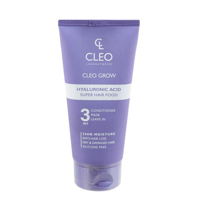 Cleo Grow 3in1 24H Moisturizing & Anti-Hair Loss Conditioner, Mask & Leave In Super Hair Food with Hyaluronic Acid for Dry & Damaged Hair - silicone free, animal testing free