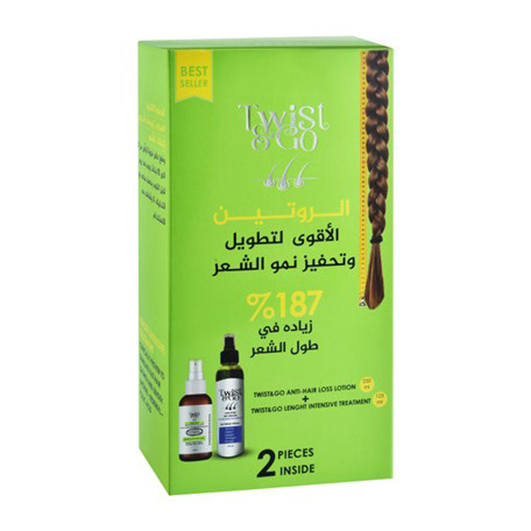 Twist & Go Anti-Hair Loss Lotion with Ancrine, Capixyl & Procapil (250ml) & Intensive Hair Growth & Lengthening Treatment Lotion with Redensyl, Folic Acid & Sophora (125ml)