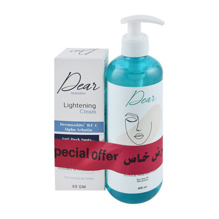 Dear Matmarine Oil Control, Mattifying & Anti-Shine Facial Cleanser with Tea Tree Oil & Resveratrol (400ml) & Hydrating, Lightening & Anti-Dark Spot Face & Body Cream with Alpha Arbutin (60g) (Special Offer)