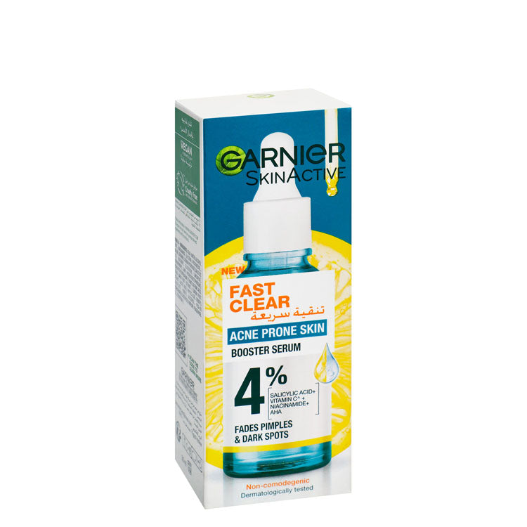 Garnier Skin Active Fast Clear, Anti-Dark Spots & Anti-Pimple Booster Facial Serum with Vitamin C, Niacinamide & Salicylic Acid for Acne Prone Skin