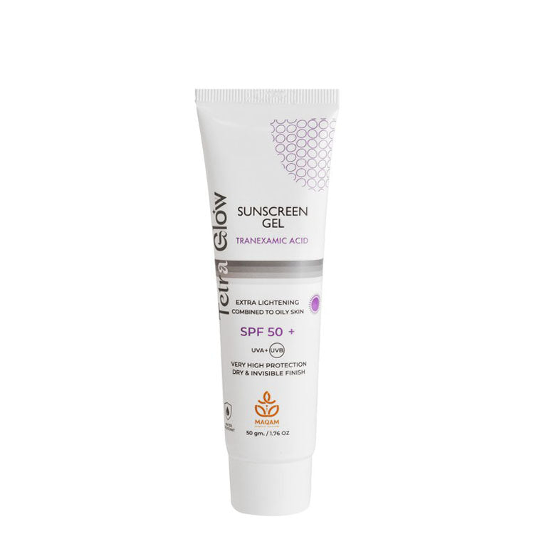 Tetra Glow Water-Resistant Lightening Sunscreen Gel with Tranexamic Acid for Oily to Combination Skin SPF50+