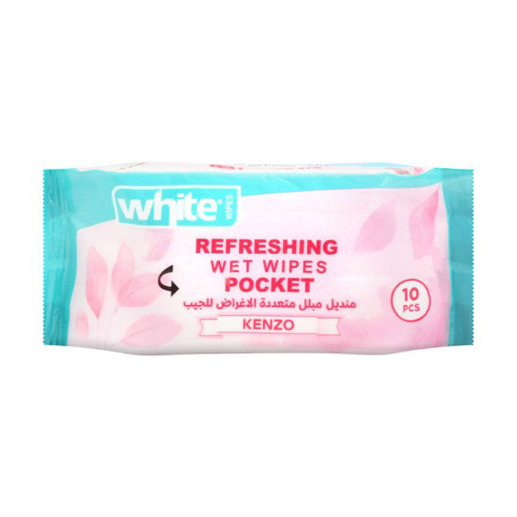 White Pocket Refreshing Multipurpose Wet Wipes Kenzo Scent 10 wipes