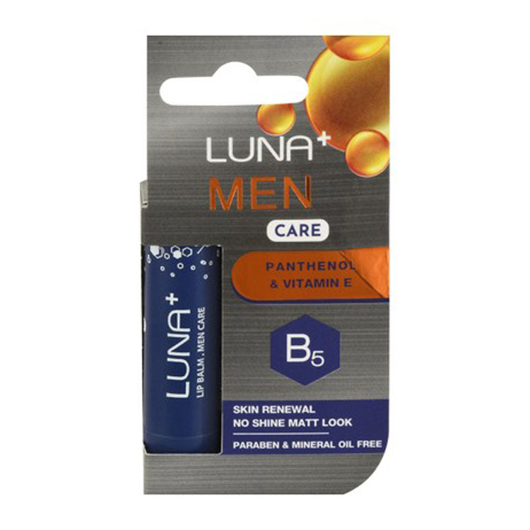 Luna Plus Men Renewing Lip Balm with Panthenol & Vitamin E & B5 - parabens free, mineral oil free