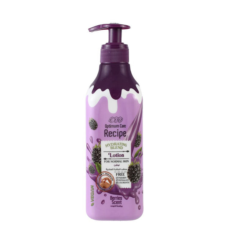 Eva Optimum Care Recipe Hydrating Blend Moisturizing Body Lotion Berries Scent for Normal Skin - parabens free, phthalate free, colorants free