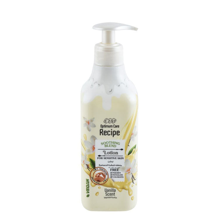 Eva Optimum Care Recipe Soothing Blend Body Lotion Vanilla Scent for Sensitive Skin - vegan, parabens free, phthalate free