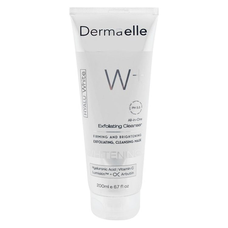 Dermaelle Hyalu White Plus All in One Whitening, Exfoliating & Firming Face Cleanser with Hyaluronic Acid, Vitamin C & Arbutin pH5.5 - soap free