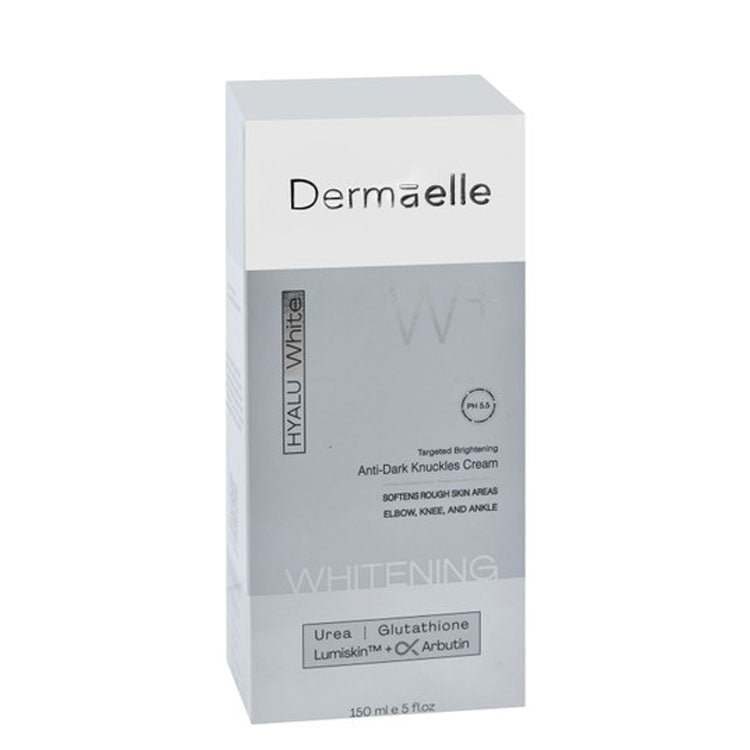 Dermaelle Hyalu White Plus Whitening, Brightening & Anti-Dark Knuckle Cream with Urea, Glutathione & Arbutin for Rough Skin pH5.5