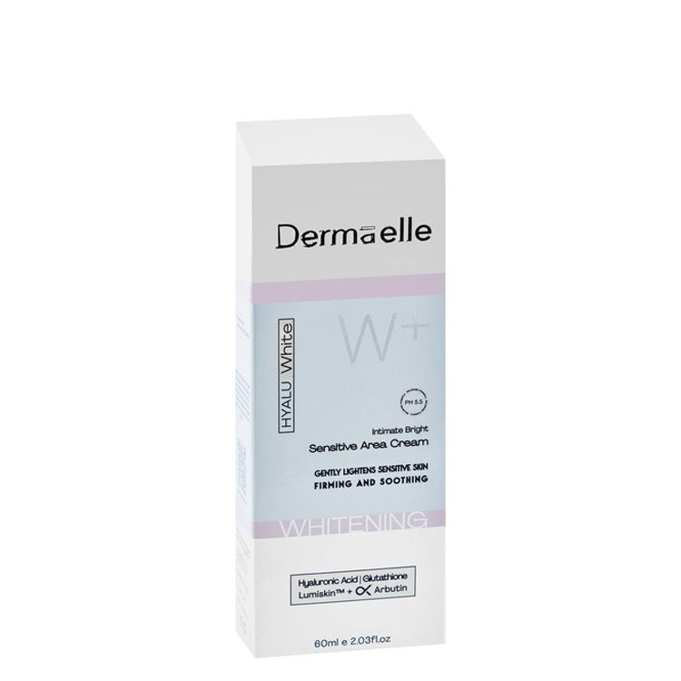 Dermaelle Hyalu White Plus Whitening, Firming & Soothing Sensitive Area Cream with Hyaluronic Acid, Glutathione & Arbutin pH5.5