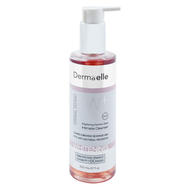 Dermaelle Hyalu White Plus Antibacterial Whitening & Brightening Intimate Cleanser with Hyaluronic Acid, Vitamin C & Arbutin pH5.5 - soap free