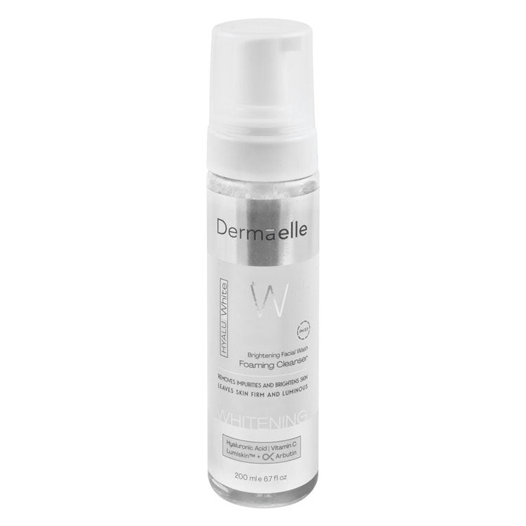 Dermaelle Hyalu White Plus Whitening, Brightening & Firming Foaming Facial Cleanser with Hyaluronic Acid, Vitamin C & Arbutin pH5.5 - soap free