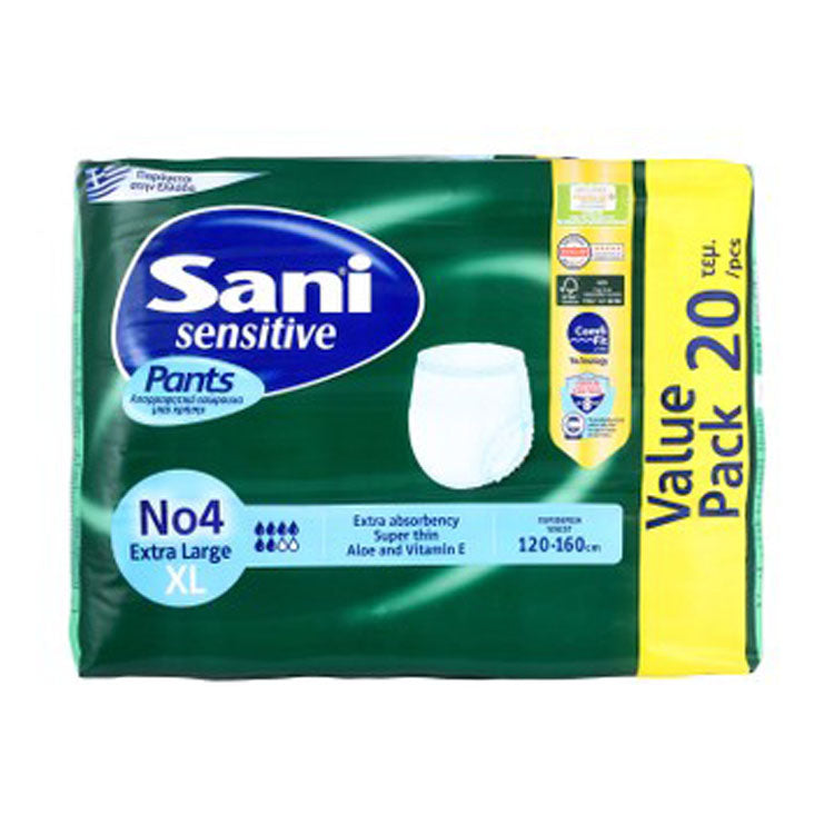 حفاضات ساني سينسيتيف XL مع الصبار وفيتامين E رقم 4 (120-160 سم)