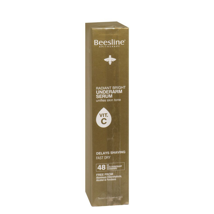 Beesline Delays Shaving Radiant Bright 48H Antiperspirant Underarm Serum Deodorant Spray with Vitamin C for Sensitive Skin - alcohol free, parabens free, aluminum chlorohydrate free