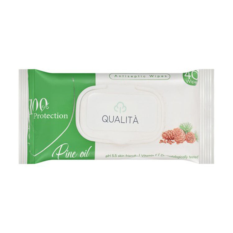 Qualita Antiseptic Wet Wipes Pine Oil Scent with Vitamin E - alcohol free