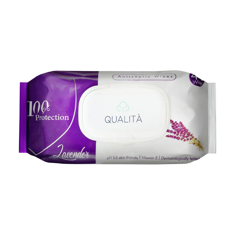 مناديل كواليتي المعقمة المبللة برائحة اللافندر مع فيتامين هـ - خالية من الكحول