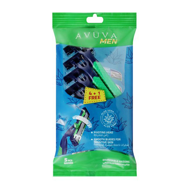 Avuva Men Green & Blue 3 Blade Disposable Razors with Aloe Vera for Sensitive Skin