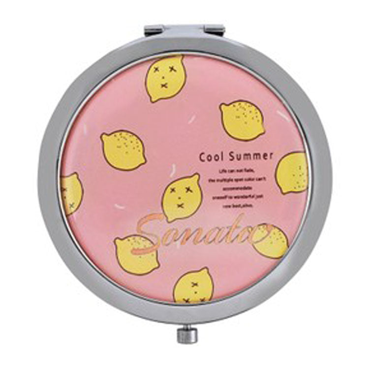 مرآة سوناتا الصيفية الرائعة ذات الوجهين بنقشة الليمون الوردي والأصفر