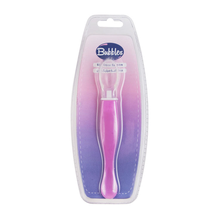 ملعقة أطفال سيليكون وردية من Bubbles